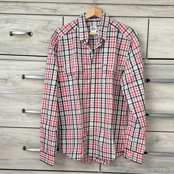 Lacoste Other - Lacoste Long Sleeve Plaid Slim Fit Shirt 100%
Cotton Men's Size 40